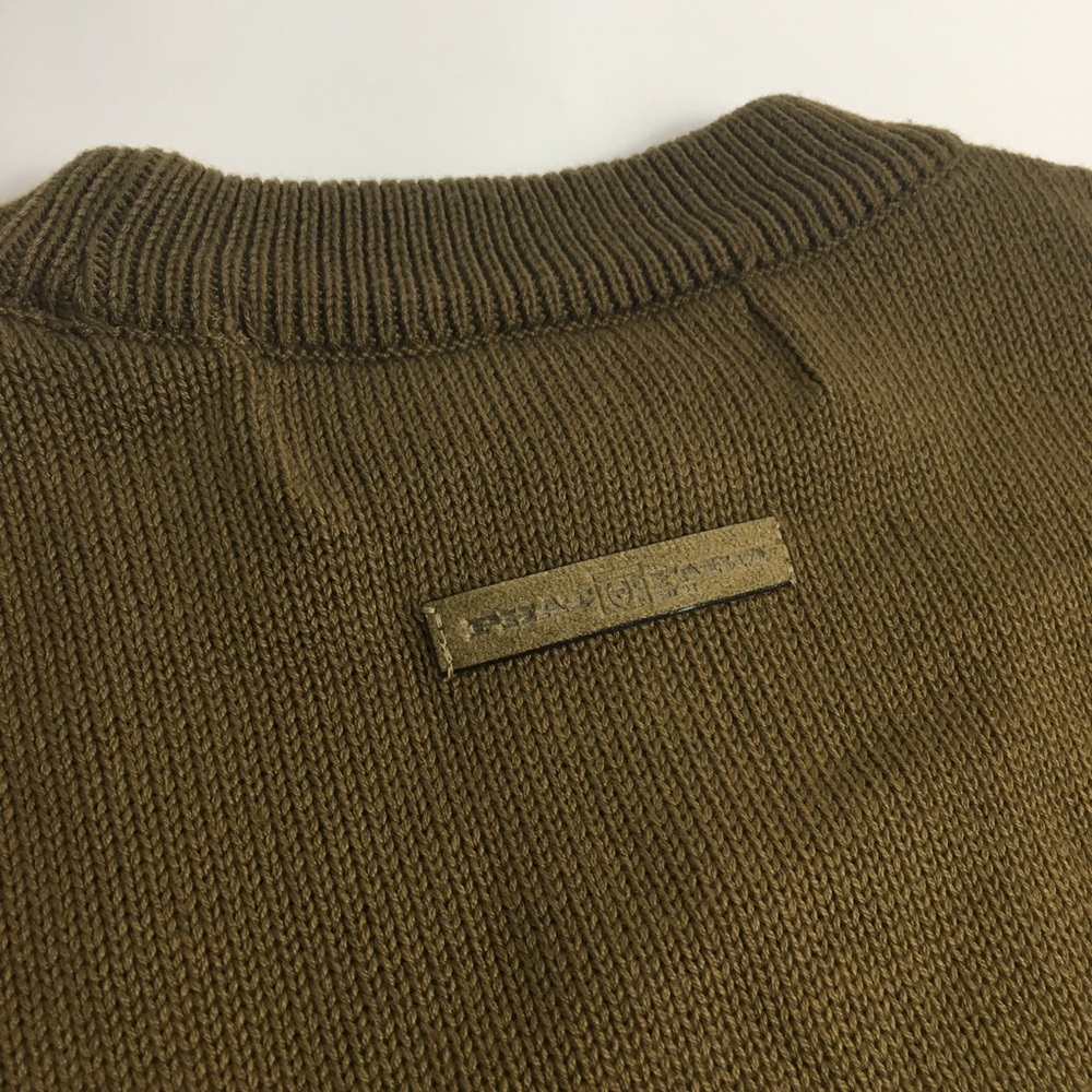 Phat Farm Mens Knit Crewneck Sweater Olive Grey P Logo XL Y2K - Picture 11 of 14